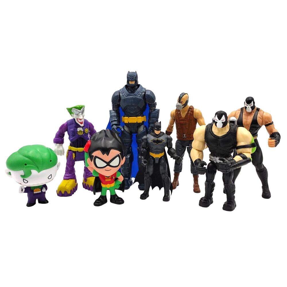 Lot of 8 DC Action Figures Toys 2 Batman 3 Bane 2 Joker 1 Robin 3-6" Dark Knight